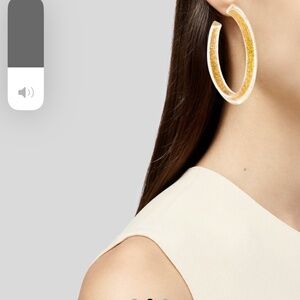 Alison Lou Gold Glitter Medium Hoop Earrings